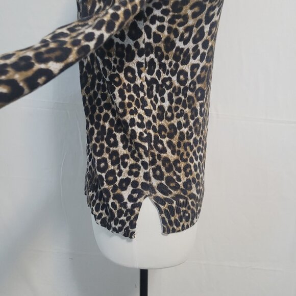 Michael Kors Lightweight V-Neck Leopard Print Sweater Size S - Picture 7 of 12